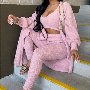 Fashion Nova Living In It 3 Piece Legging Set - Pink